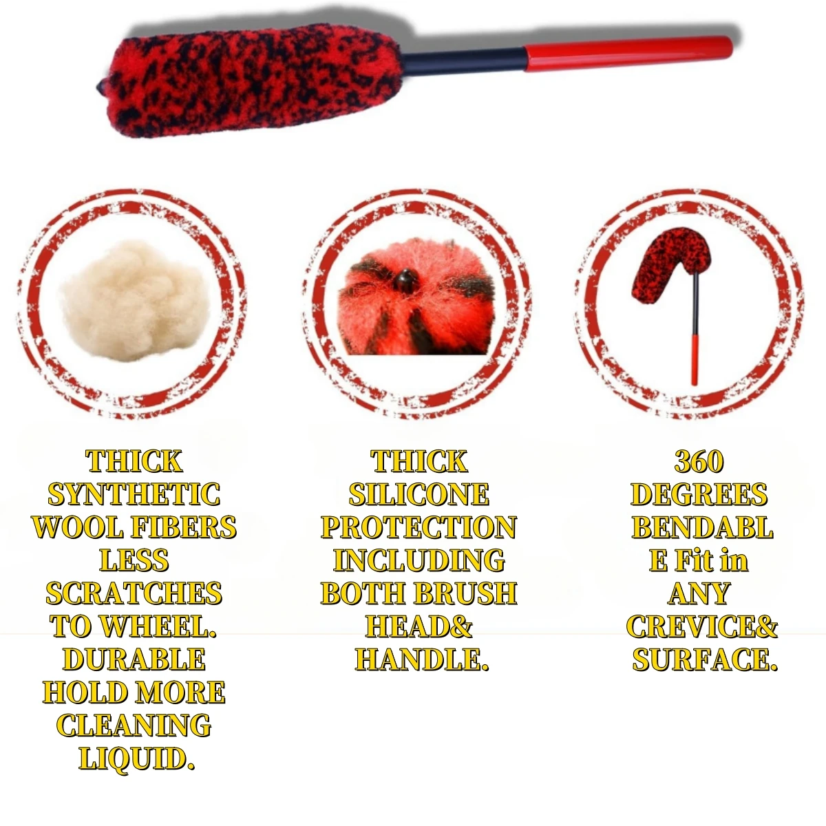 Auto Tire Wheel Detailing Brushs Set Multifunctional Car Cleaning tools For Car Rim Tire Bendable Detail Clean Easy Wash