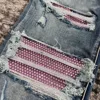 DISCOUNTED men pink diamond stone patches distressed skinny jeans 3