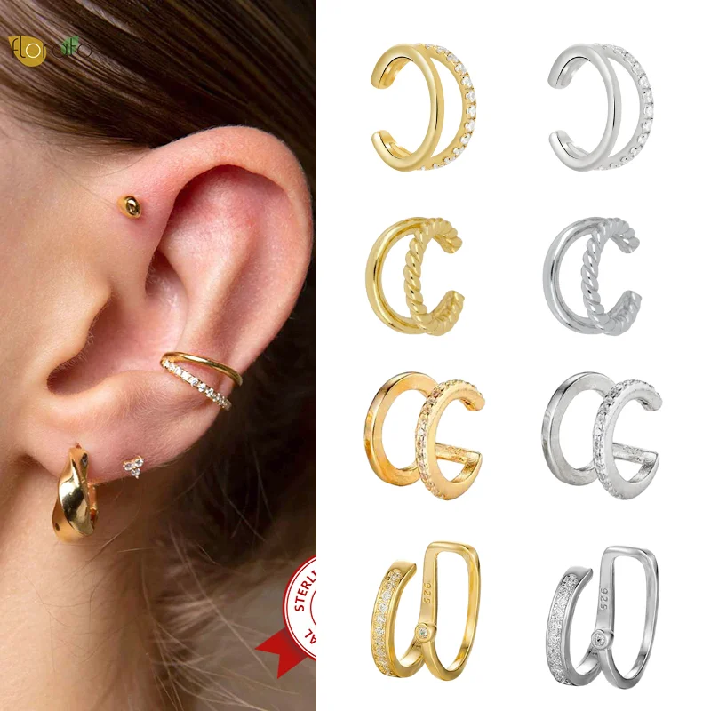 

YUXINTOME 1PC Crystal Zircon Clips Earring for Women Unisex Fashion Cartilage Earrings Ear Cuff Fake Piercing Clip on Earring