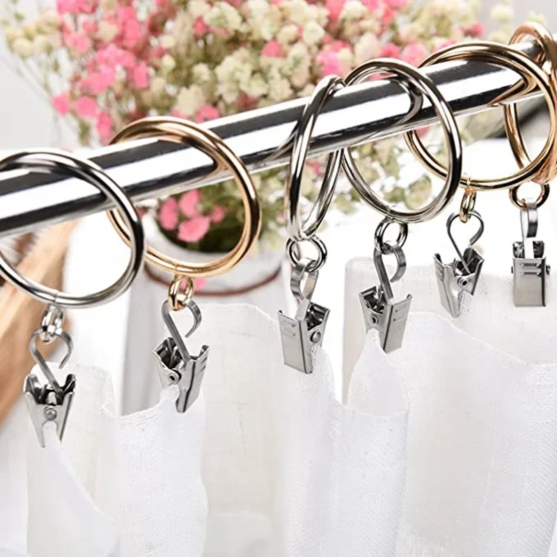 Clips with Hook Sturdy and Durable Stainless Steel 20pcs Curtain Window Curtain Hook Clips Home Window Curtain Decor Accessories