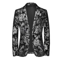 Blazer New Men's Fashion Business Gentleman Slim Print British Style Outdoor Performance Trend Wedding Banquet Casual Blazer 1