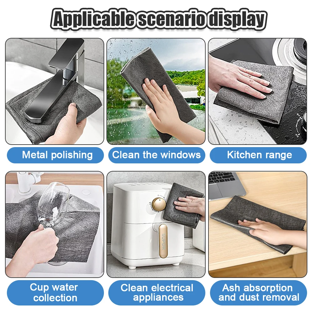 Thickened Magic Cleaning Cloth 3/5/10 Pcs Microfiber Streak Free Reusable for Kitchens Glass Cars