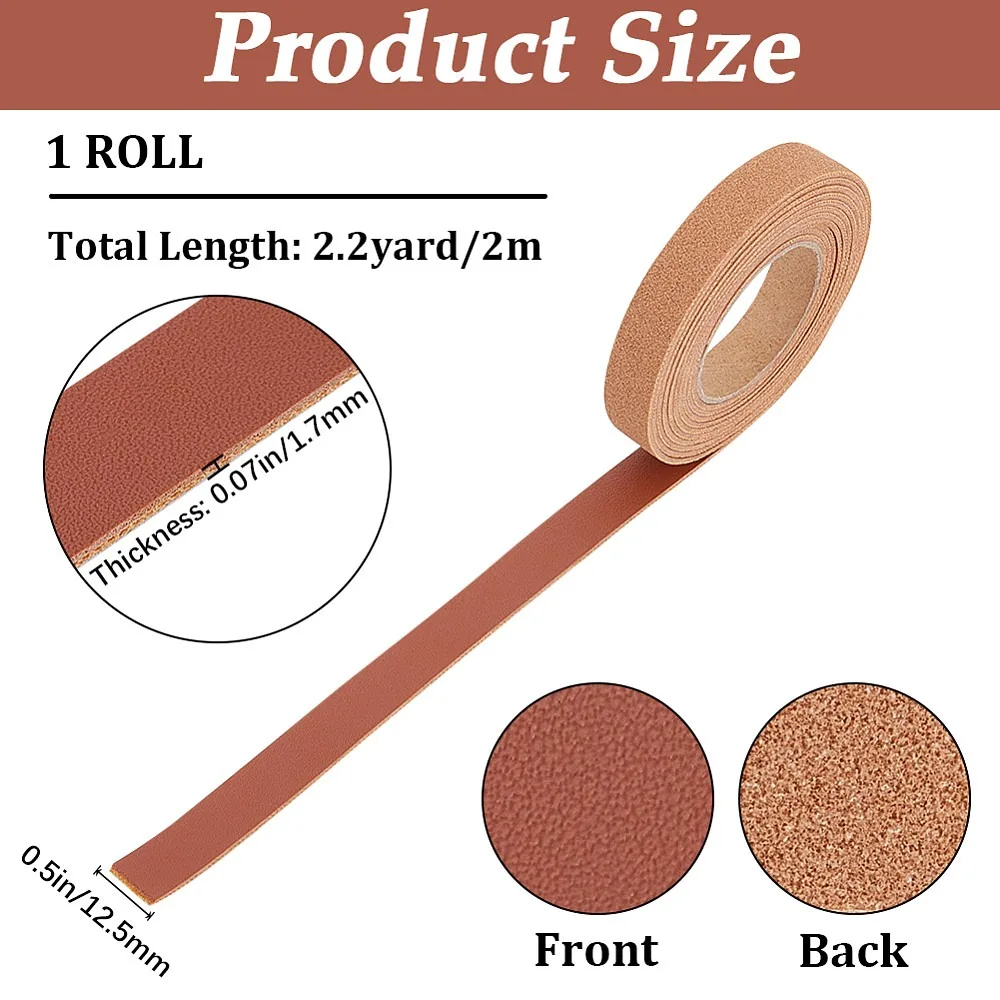 1롤 블랙 가죽 스트립 50mm x 2m 단면 리치 그레인 가죽 스트랩 1.7mm 두께의 플랫 모조 가죽 코드