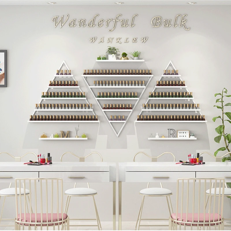 Iron Art Manicure Shelf Manicure Rack Display Rack Net Nail Polish Oil Shelf Hanging Wall Nail Polish Rack Wall Display Triangle 2