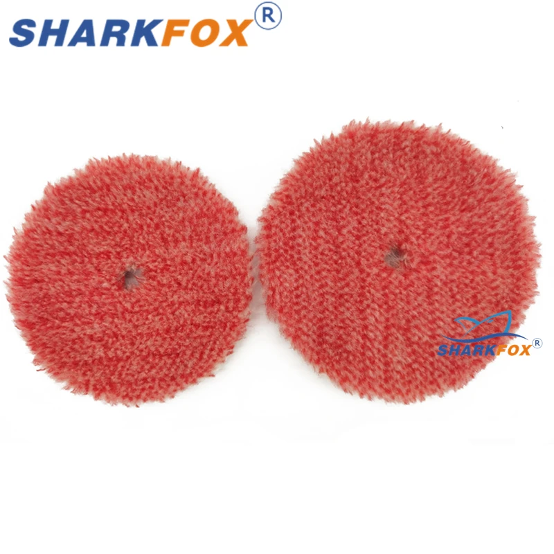 Sharkfox 5"(125mm)/6"(150mm) Red Heavy Cutting Wool Polishing Pad Long Wool ing Polish Pad for Car Polishing
