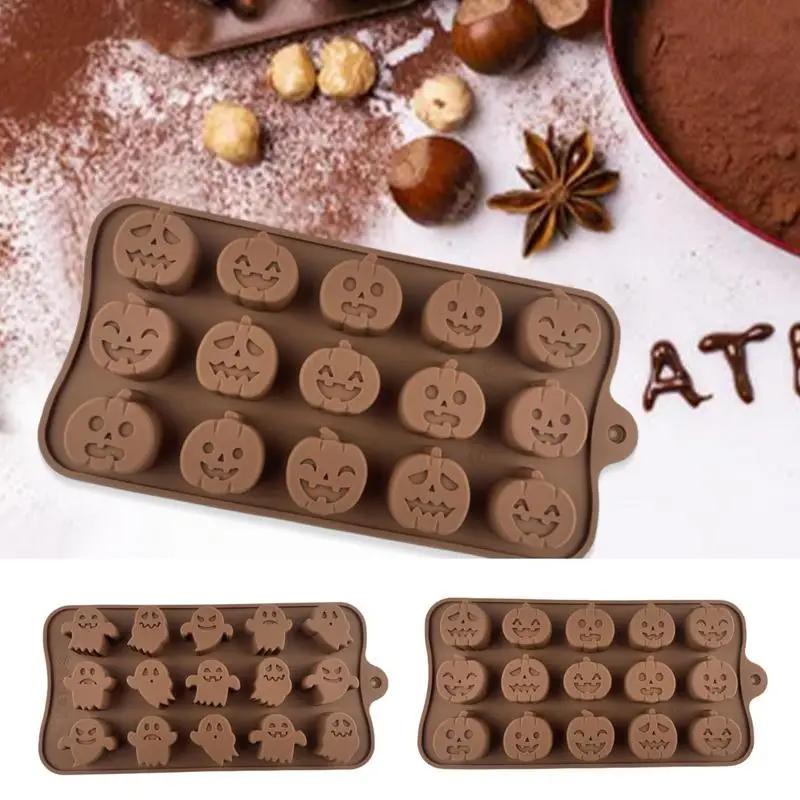 Halloween Cookie Mould Silicone Chocolate Molds Skull Ghost Pumpkin Design Halloween Molds Dessert Baking Tools Cake
