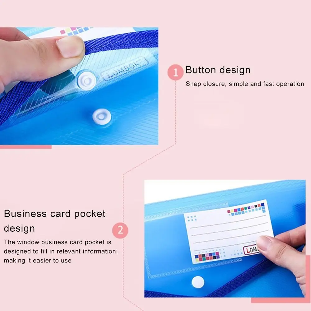 A5 Plastic File Folders Large Capacity Office Document Bag Pouch Envelope Folder