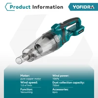 Yofidra 1500W Cordless Handheld Electric Vacuum Cleaner Rechargeable Cleaning Tool for Home Car Pet Hair for Makita 18V Battery 2