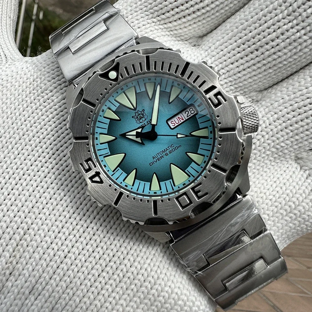 Новое поступление, стальной браслет STEELDIVE SD1984 NH36 с функцией ежедневного использования, с сапфировым стеклом и автоматическим движением, 42,2 мм, M onster, 200 м, водонепроницаемый