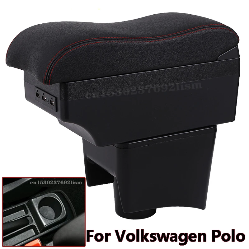 

For Volkswagen POLO Armrest For new VW POLO Mk5 6R Vento Car Armrest box Curved surface USBStorage Box Car Accessories 2012-2018