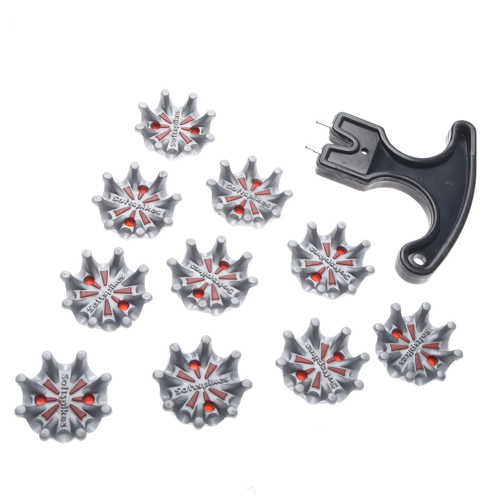 10Pcs Soft Golf Shoe Spikes Metal Thread Studs Replacement Twist Shoe Spikes Replacement Set With Wrench Tool