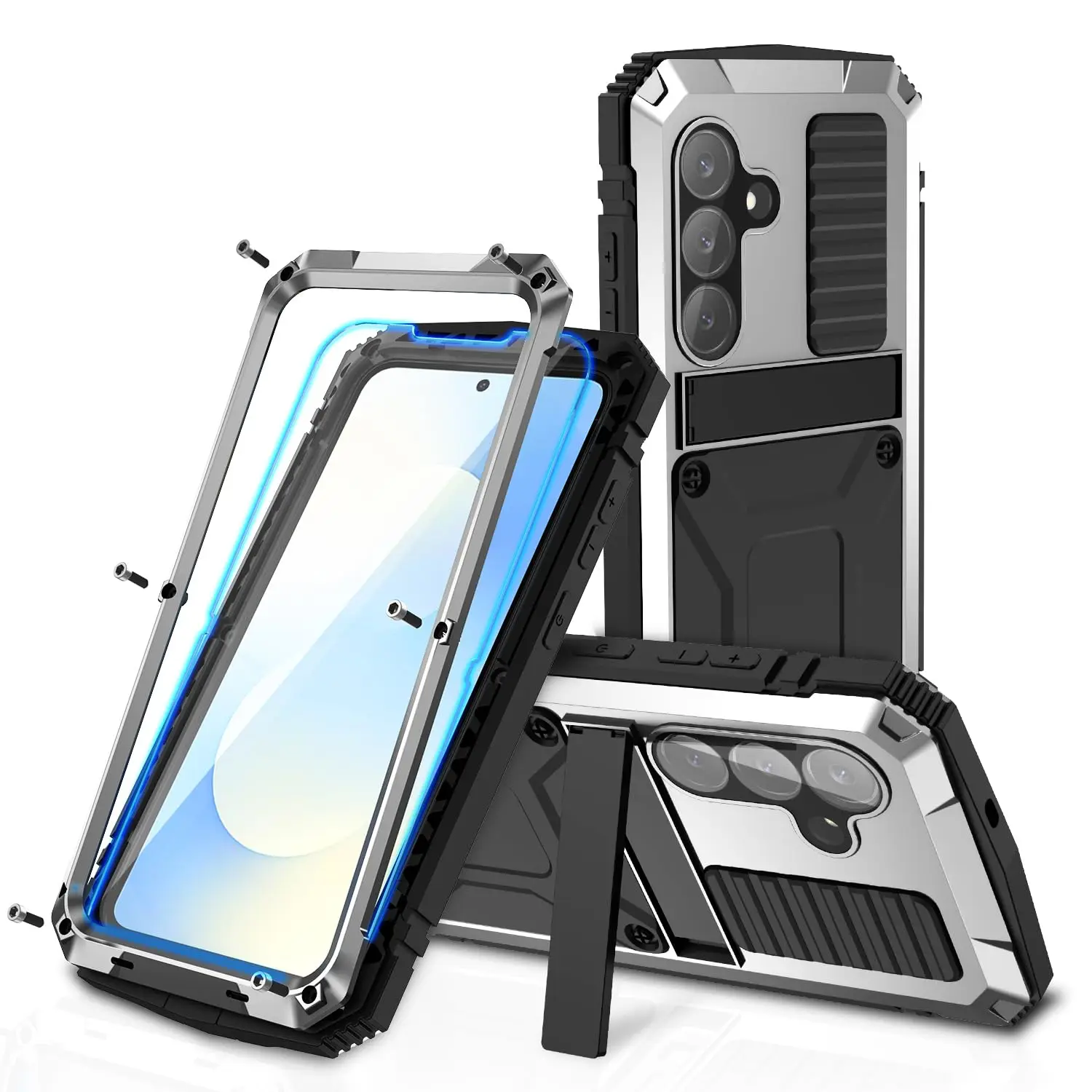 Metal Heavy Duty Shockproof Case with Metallic Bumper and Screen Protector
