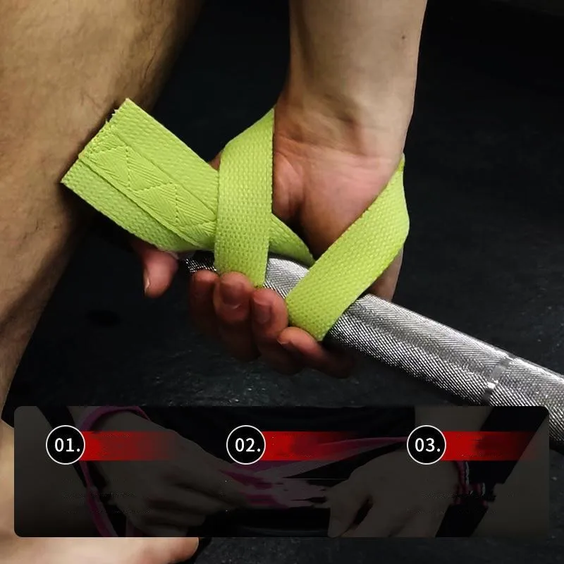 1Pair gym lifting straps weightlifting wrist weight belt bodybuilding gloves for women men fitness crossfit barbells power sport