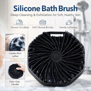 Spazzola per la pulizia della doccia da bagno per la pulizia del corpo in silicone, scrubber per il corpo, pulizia della doccia, uso esfoliante per pelli sensibili,