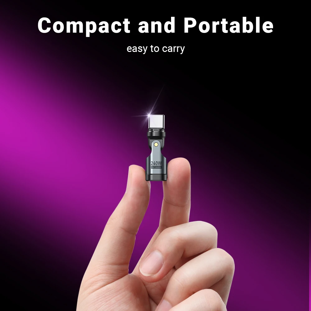 OTG Adapter AUFU 9Pin Magnetic USB C 540 Degree PD3.1 240W Fast Charging Type C Magnet Converter For iPhone 15 16 Laptop Xiaomi