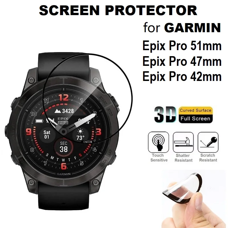 3PCS 3D Curved Edge Screen Protector for Garmin Epix Pro 51mm 47mm 42mm Smart Watch Full Coverage Soft  Protective Film