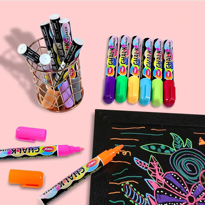 8/12 Colors Dust Free Liquid Chalk Whiteboards Marker Pen For Glass Windows  LED Blackboard Markers Teaching Tools Office