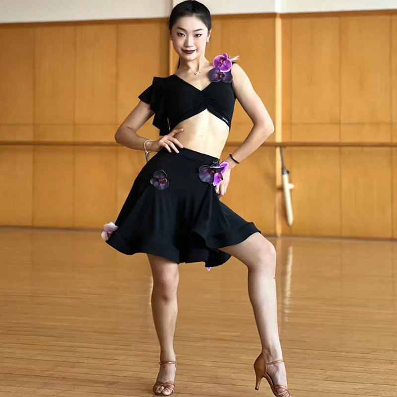 

Модные костюмы для латиноамериканских танцев для женщин, сексуальные топы на бретельках, юбка-рыбья, костюм для самбы, Chacha, танго, платье для латиноамериканских выступлений DQS13563