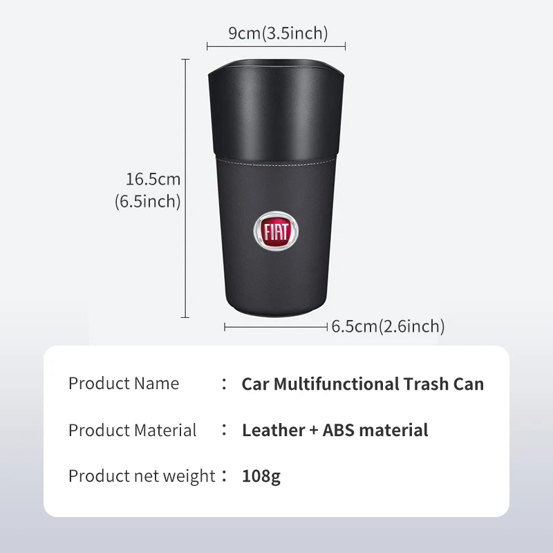 Car Trash Vehicle Leather Garbage Bin Storage Box Holder Rubbish For Fiat Grande Punto 500 Abarth Tipo Panda Brave Stilo Palio