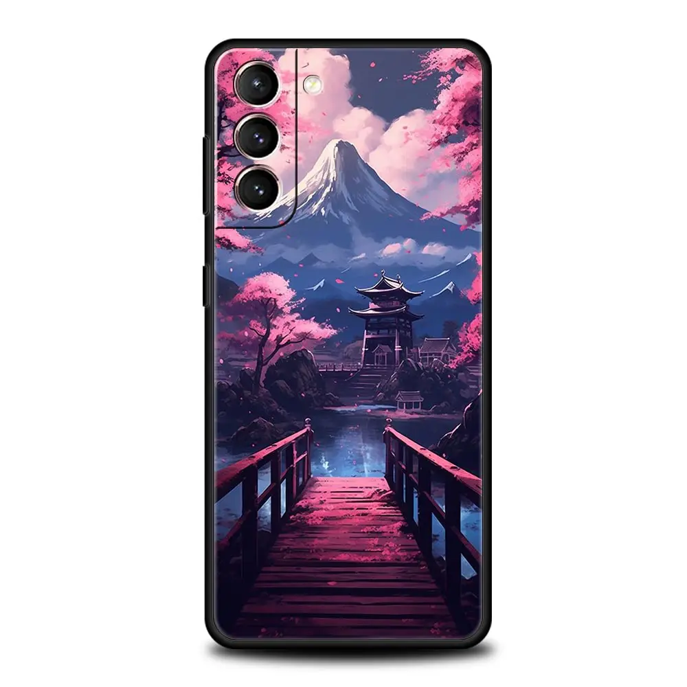 Japanese Landscape Design Soft Silicone Phone Case