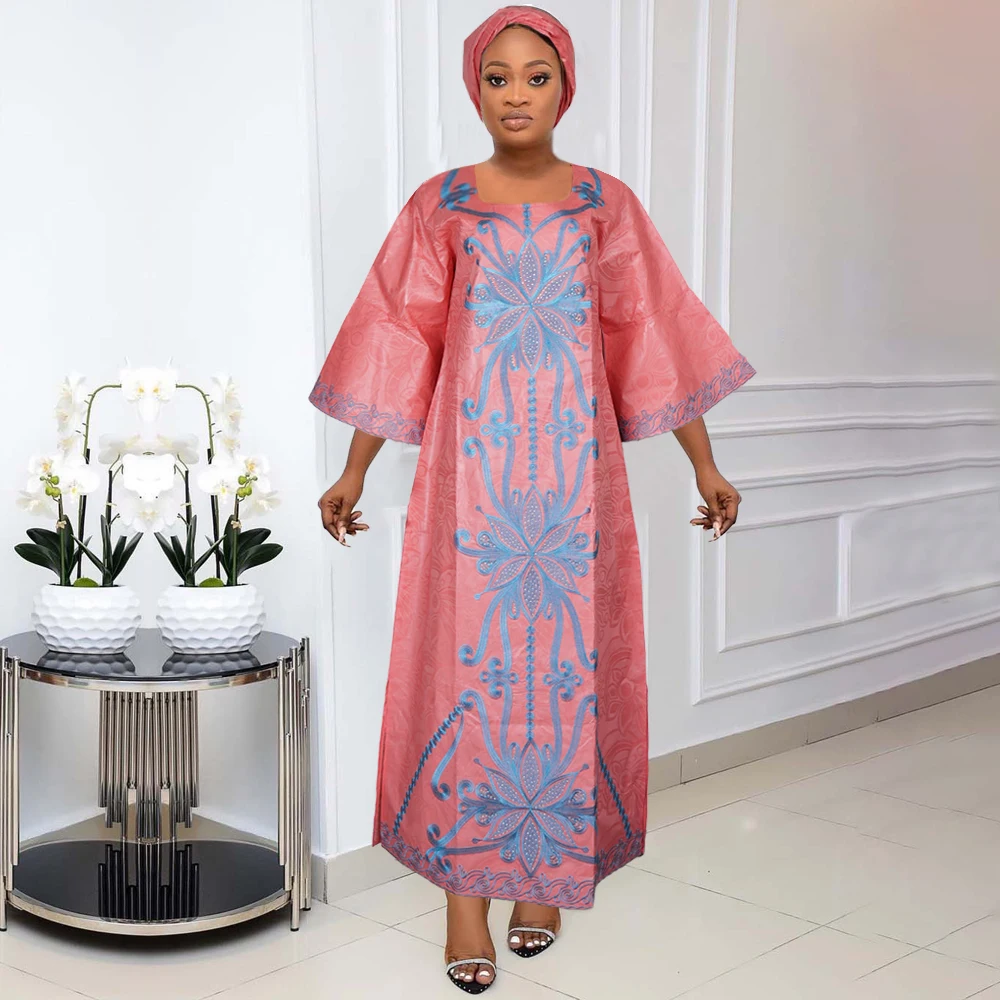 H&D African Clothes For Women Traditional Embroidery Dresses Bazin Riche Maxi Dress Women High quality Party Wedding 2024