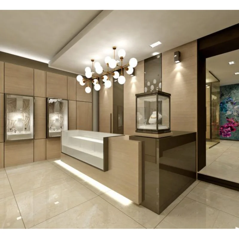 Sundo shop design stainless steel jewelry display cabinet glass locable doors and LED lighting showcase jewelry