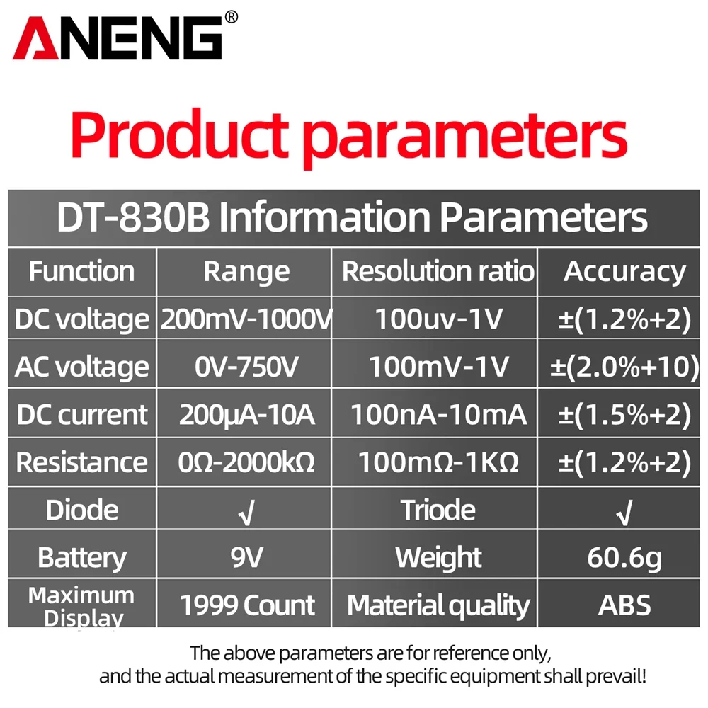 ANENG DT830B Multimeter Tester Handheld Multimetre Digital Multimeters Professional Multi Meter Multimetro Ohm Maltimeter Tools 3