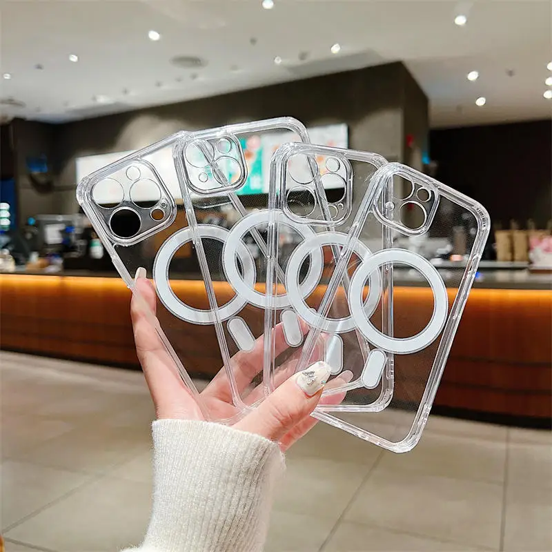 Crystal Clear Magnetic Acrylic Shockproof Case with MagSafe Wireless Charging Compatibility