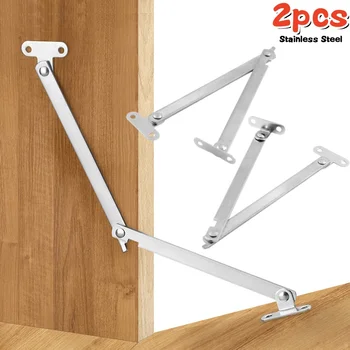 2Pcs/Set Stainless Steel Cabinet Cupboard Furniture Doors Close Lift Up Stay Hinge Lid Support Hinges Kitchen Door Soft Closer