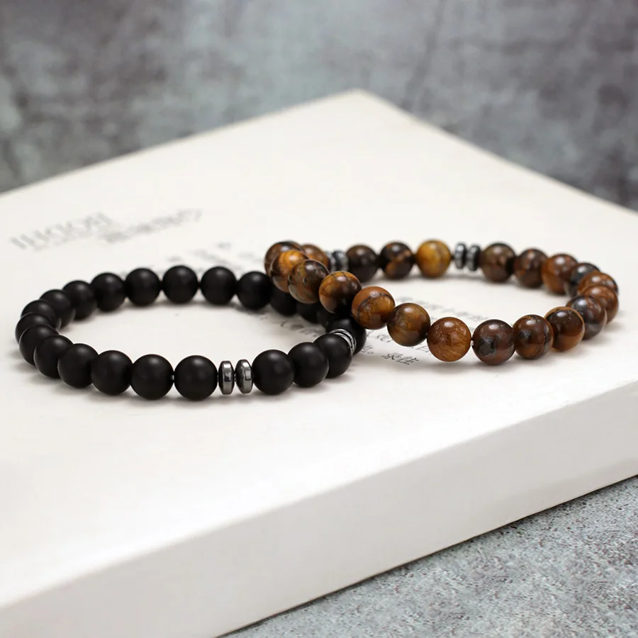 Noter New Handmade Tiger Eyes Lava Hematite Stone Healing Bracelet Men Women 8 Colors Various Size Leisure Versatile Accessories - Image 2