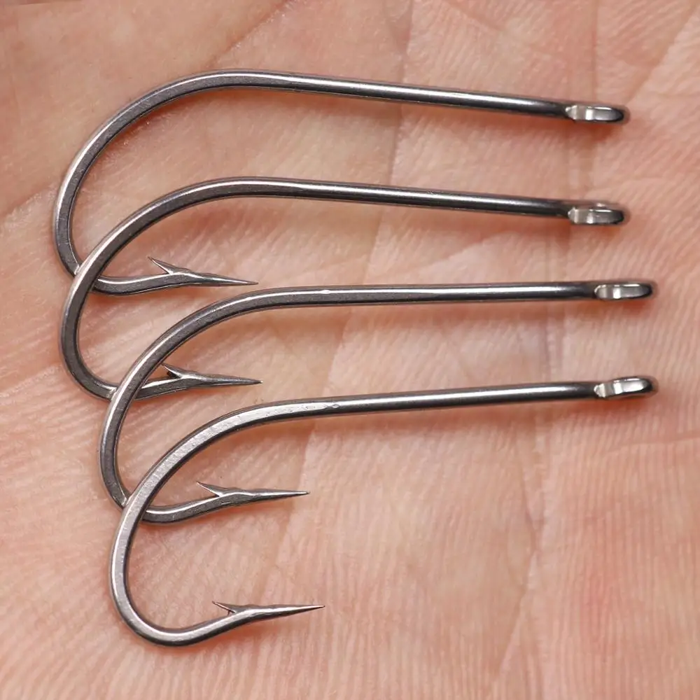 Wifreo 50PCS Stainless Steel O'SHAUGHNESSY Long Shank Hook Freshwater Bait  Fishing Clouser Minnow Saltwater Flies Tying Hooks