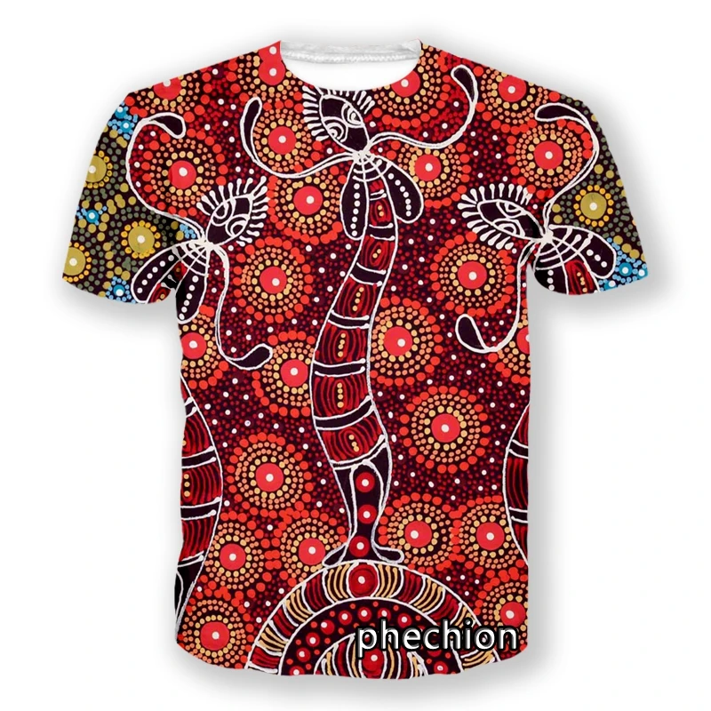 

phechion New Fashion Men/Women Aboriginal Painting Art 3D Printed Short Sleeve Casual T Shirt Sporting Hip Hop Summer Tops L76
