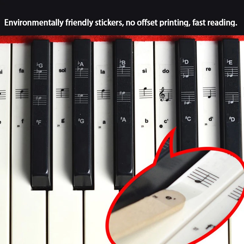 54/61/88 Key Piano Stickers Transparent Piano Keyboard PVC Sticker Stave Electronic Keyboard Name Note Sticker Accessories
