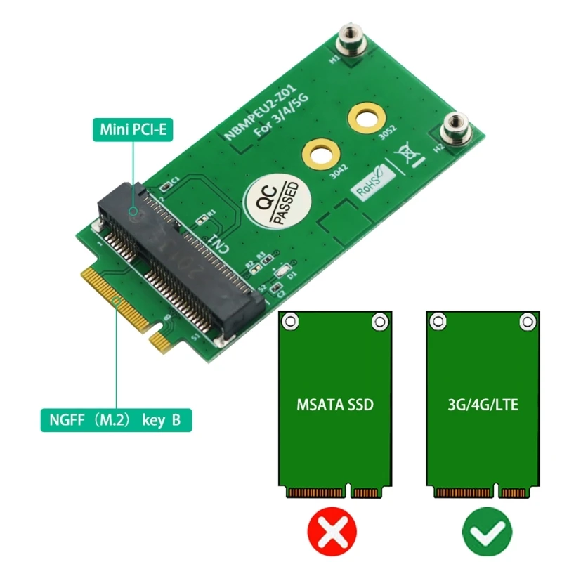 

Convert Mini PCIE to Key B with SIMs Card Slot Adapter Enhances Connectivities with SIMs Card Slot Easy Drop Shipping