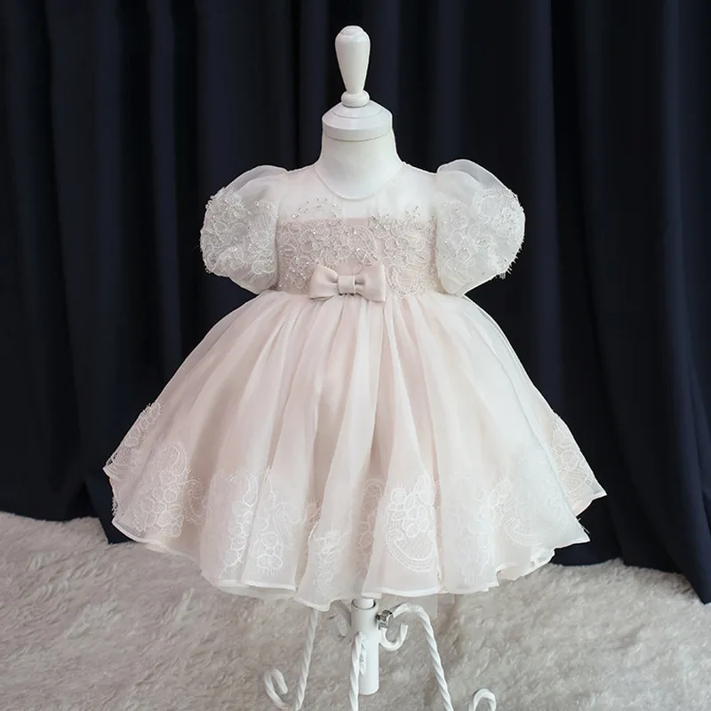

Baby Girls Birthday Party Dress Infant 1 Year Baptism Clothing Toddler Princess Wedding Gown Girl Baptism Frocks y321