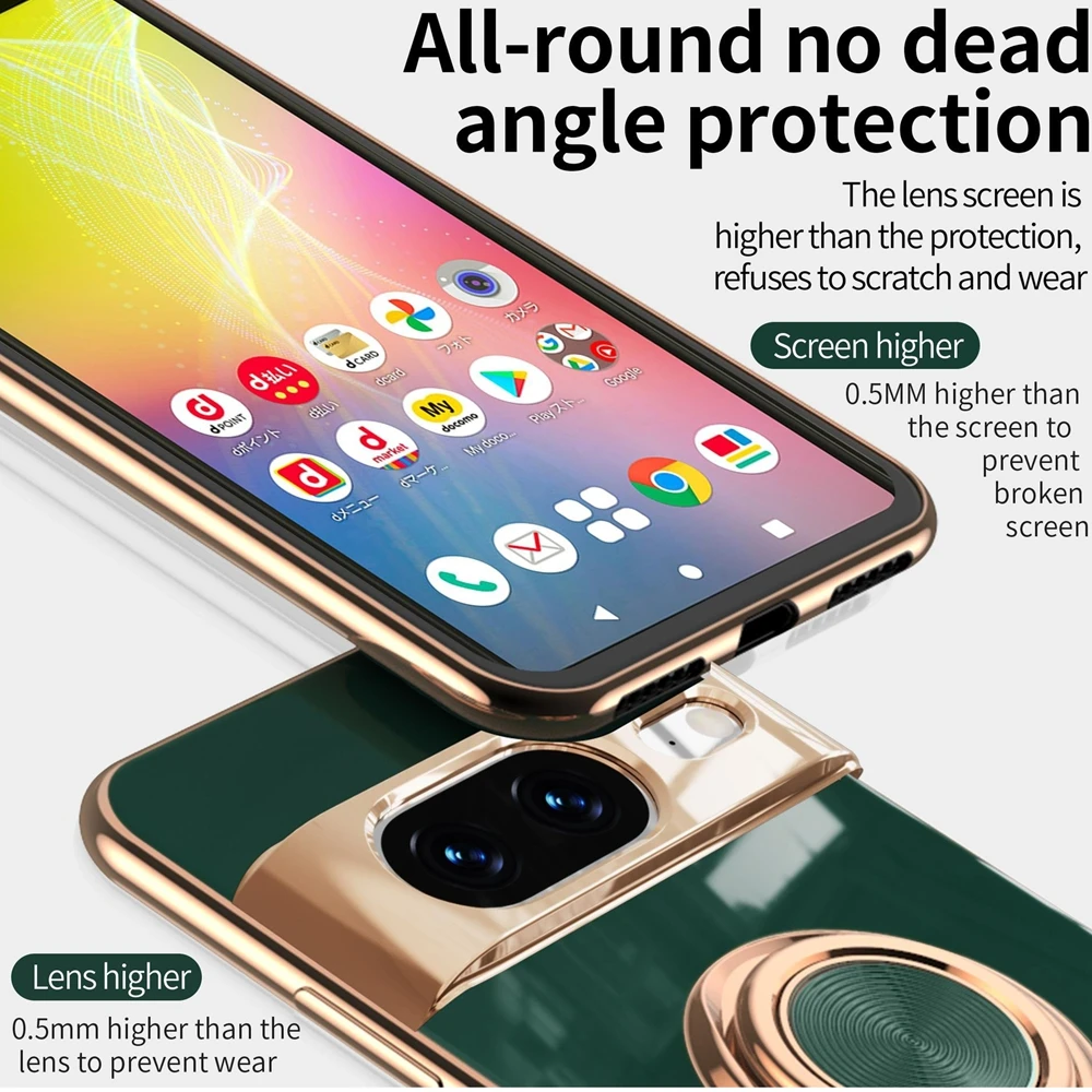 Luxury Ring Holder Magnetic Stand Case - Elegant Plating Soft TPU Shockproof Cover