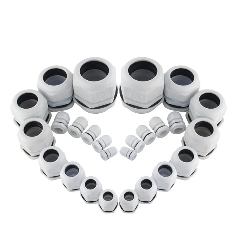 IP67 Waterproof Cable Gland Plastic Cable Entry PG7/9/11/13.5/16/19/21/25/29 White Nylon Plastic Connector Gland