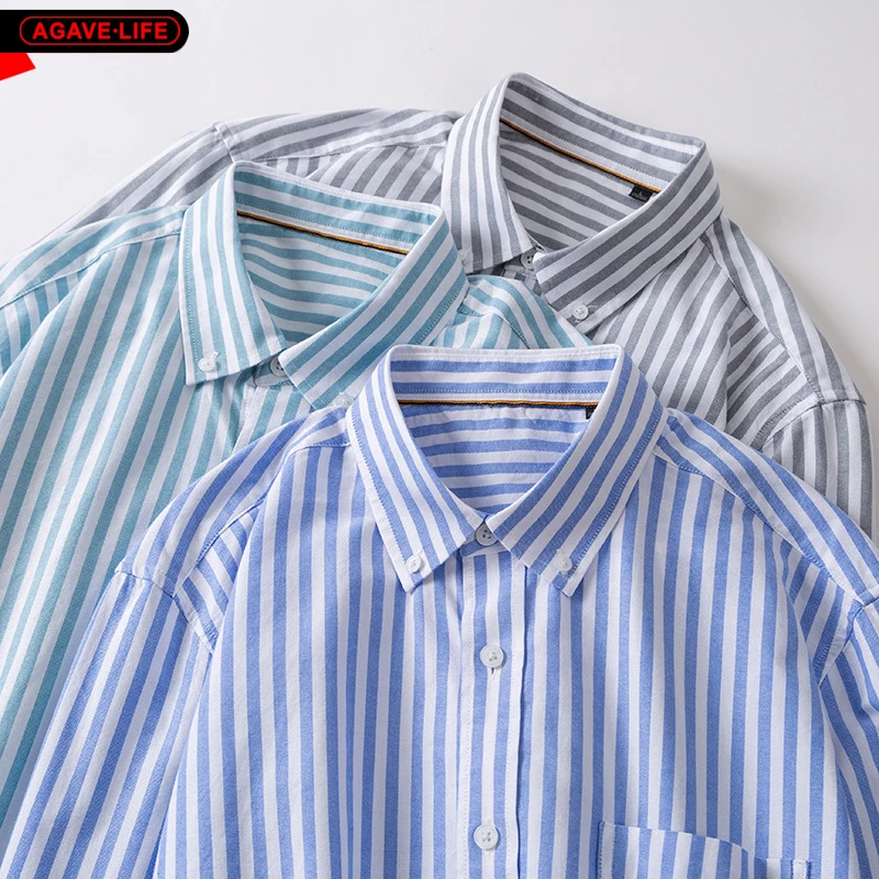 

New Spring Autumn Cotton Men's Shirts High-end Retro Striped British Handsome Shirt For Men Bussiness Long Sleeve Shirt Clothing