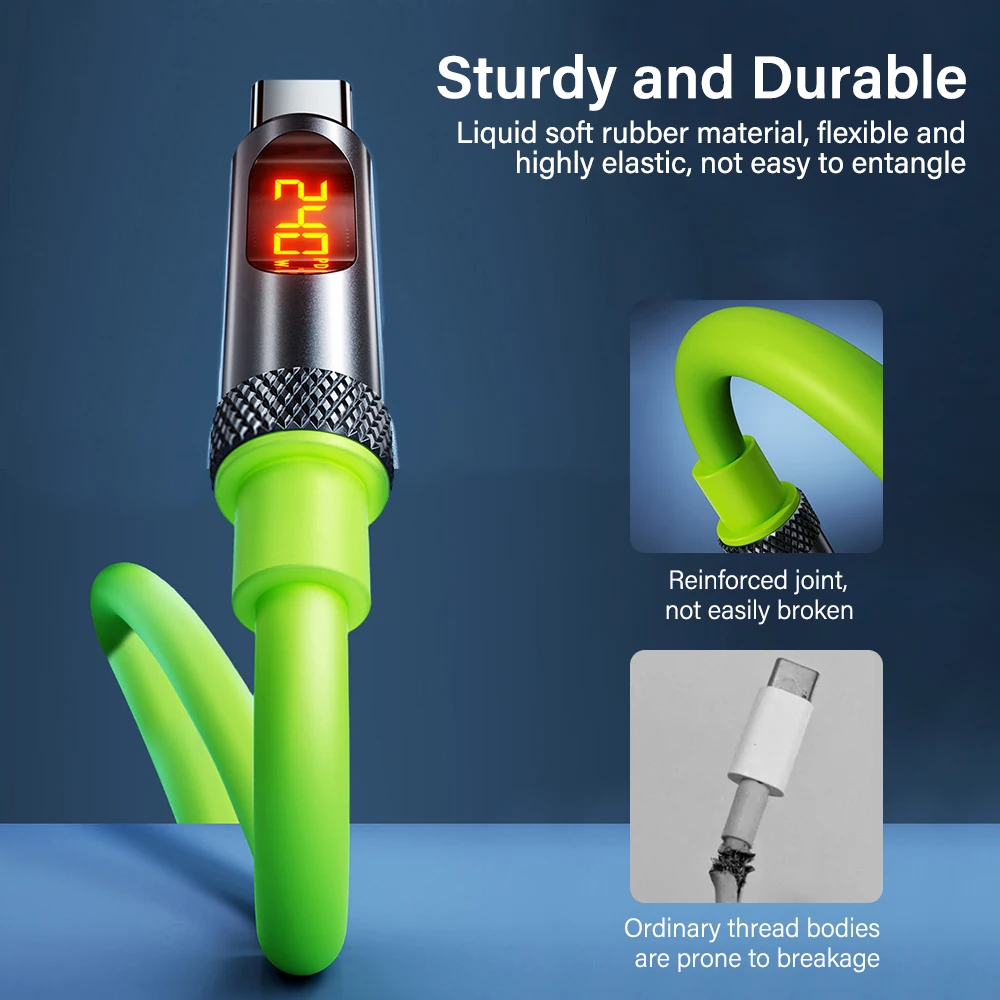240W USB-C to Type-C Super Fast Charging Cable with LED Display
