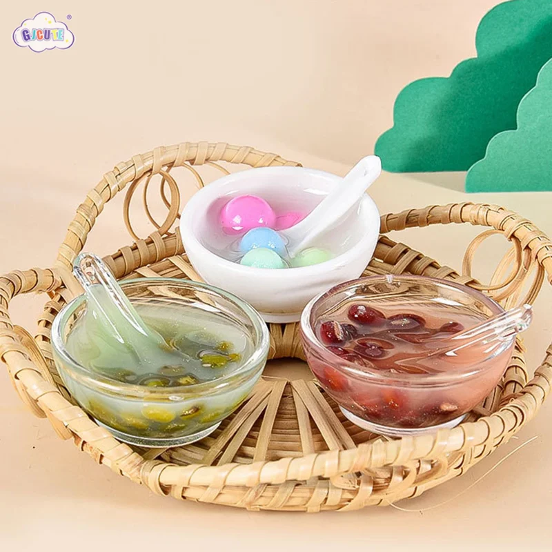 

1pcs Dollhouse Simulation Glutinous Rice Balls Kitchen Eight-Treasure Porridge Doll House Food Crafts Small Ornaments Toy