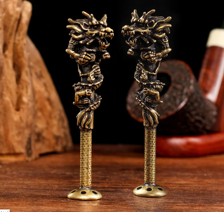 Creative Pure Brass Dragon Tobacco Pipe Tamper Copper Cigar Pipe Cleaning Tools