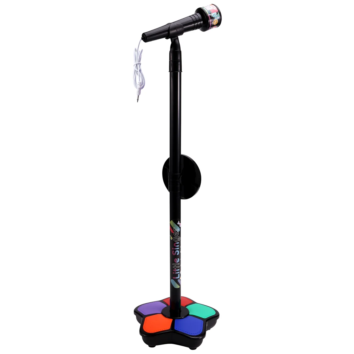 Kids Microphone with Light Stand Toy,Height-Adjustable Microphone,Brain-Training Educational Toys Birthday Gift Black