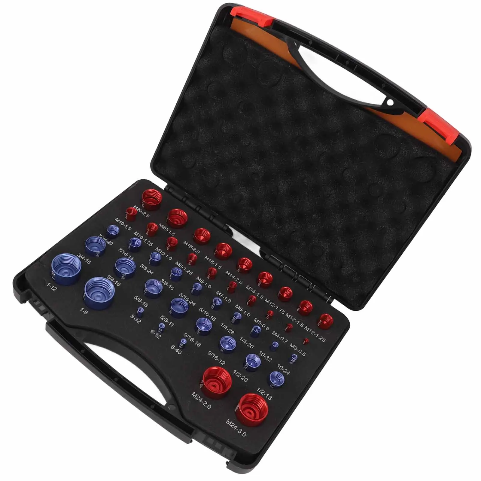 Nut and Bolt Thread Checker Red Blue Nut and Bolt Size Gauge Inch Identifier Gauge Set 44pcs