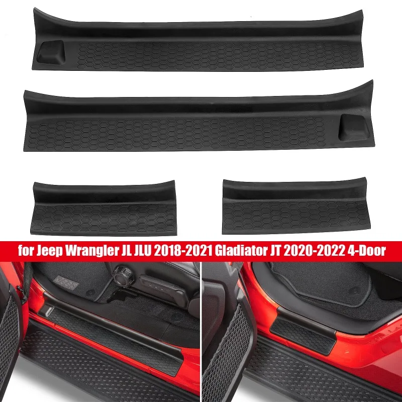 

Door Sill Guards Kit Rubber Door Entry Guard Protection Cover for Jeep Wrangler JL JLU 2018-2021 Gladiator JT 2020-2022 4door