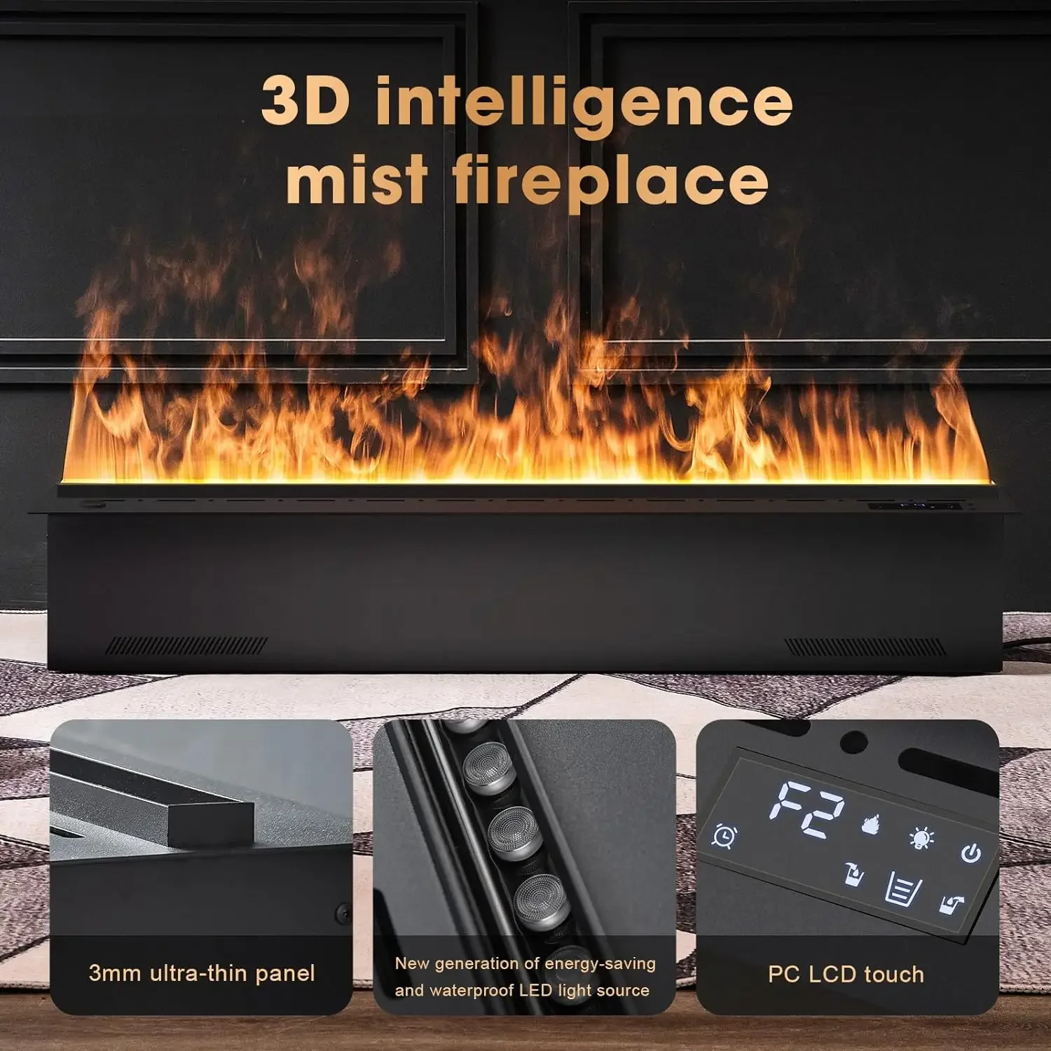 Decorative led light steam fire place humidifier fire built-in Electric Fireplace wall mounted 3D Water Vapour Fireplace heater
