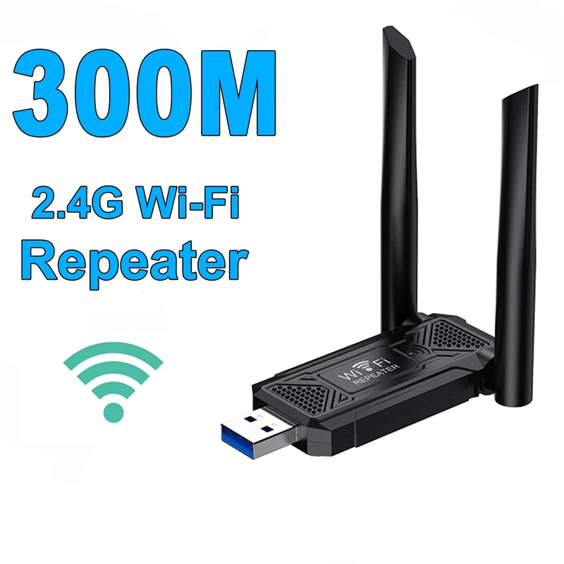 2.4G 300Mbps Wireless USB WiFi Repeater Extender WiFi Signal Amplifier Booster Long Range For Office Home Network Extension