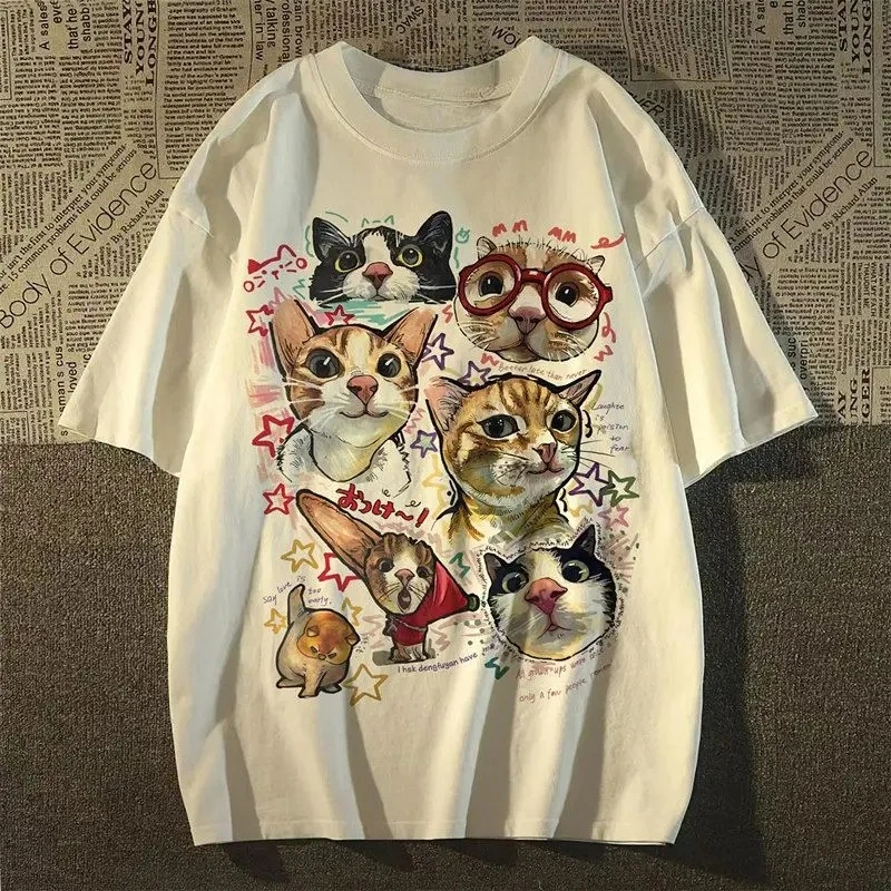 ตัวเลือกสินค้า เสื้อยืดแมว Y2K ลายกราฟิก ใส่สบาย น่ารัก