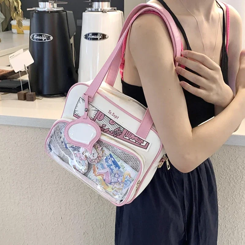 Japanese Comic Tote JK High School Girls Shoulder Bag Small PU Itabag Women College Student Crossbody Bags Ita Bag with Insert