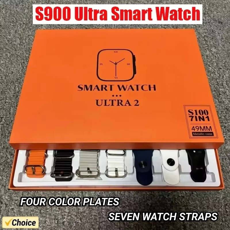 Watch Straps 7 S900 Ultra Smartwatch 2.2HD Amoled Circular Screen ECG Monitoring Inteligente with Protective Case watch straps
