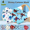 Disney Disposable Child Mask Spiderman Stitch Cartoon Face Shield Mask Cute 4 Layer Fashion Mascarilla Girls Boys Mouth Mask 2